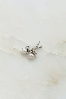 3mm White Pearl Stud Earrings