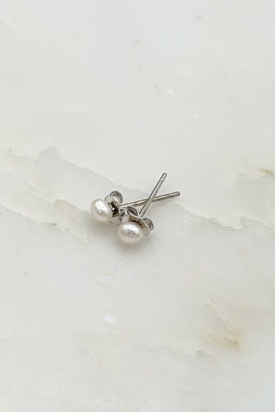 3mm White Pearl Stud Earrings