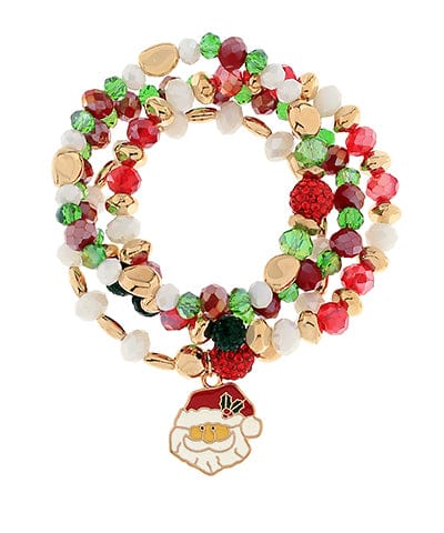 4-Layer Beaded Christmas Santa Charm Bracelet