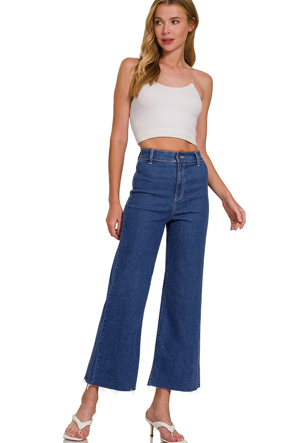 Zenana High Waist Wide Leg Straight Denim Pants