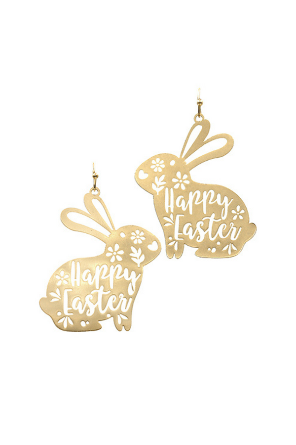 "Happy Easter" Bunny Filigree Earrings