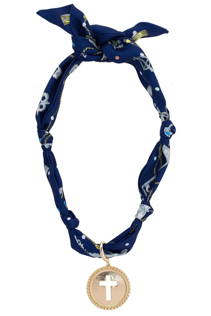 Adjustable Scarf Necklace with Centerpiece Charm