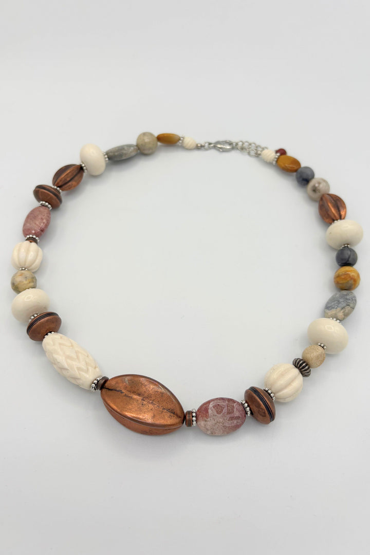 Ahna Mixed Genuine Stone Beaded Short Necklace