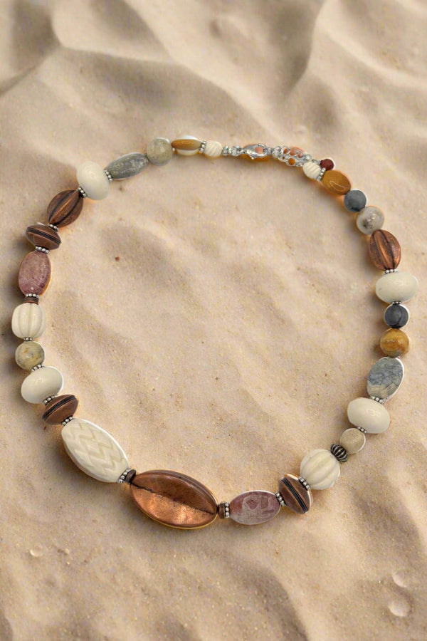Ahna Mixed Genuine Stone Beaded Short Necklace