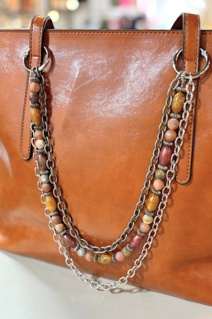Alcee Double Stranded Bead and Chain Multi Purpose Draping Bag Charm Accessory
