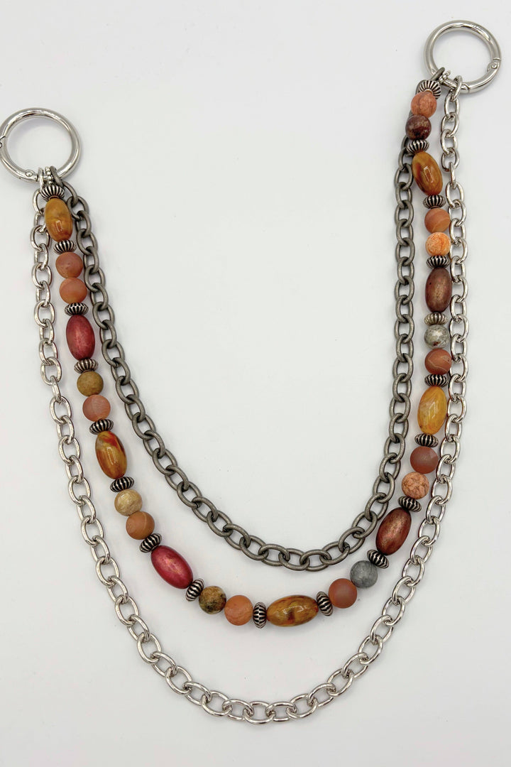 Alcee Double Stranded Bead and Chain Multi Purpose Draping Bag Charm Accessory