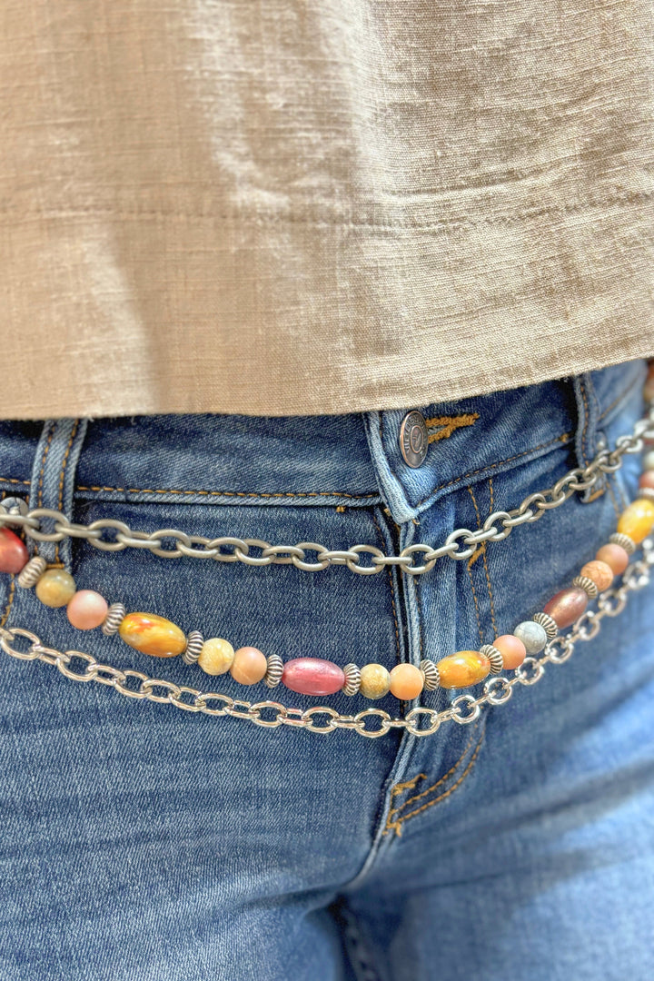 Alcee Double Stranded Bead and Chain Multi Purpose Draping Bag Charm Accessory