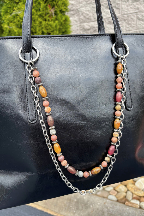 Alcee Double Stranded Bead and Chain Multi Purpose Draping Bag Charm Accessory
