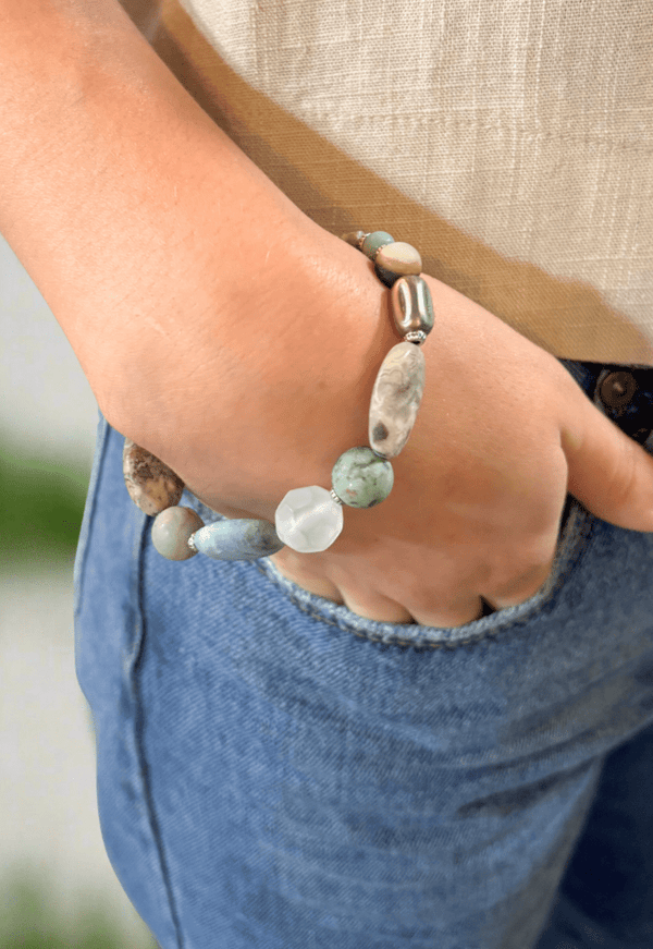 Alletta Handmade Genuine Stone Mixed Bead Bracelet