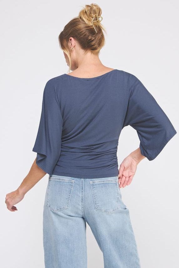 Allie Rose Double Knit Angel Sleeve Cinch Side Top