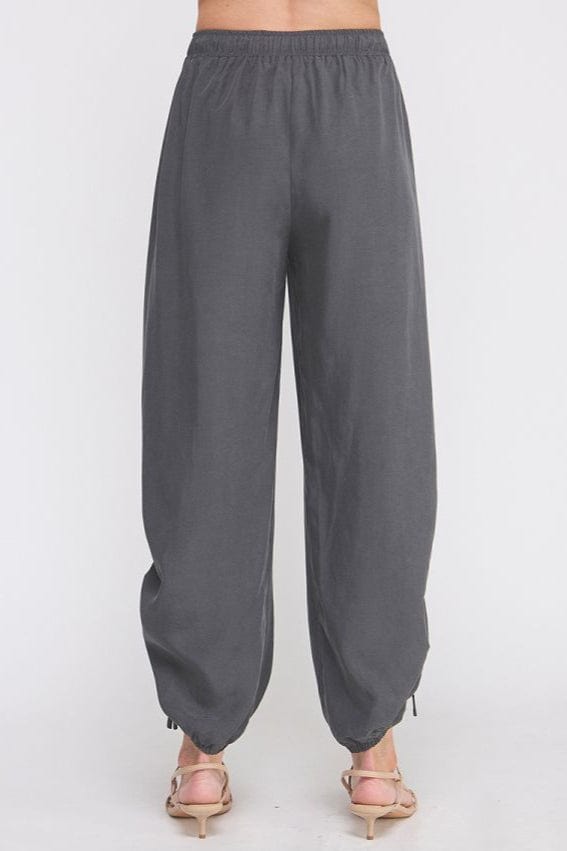 Allie Rose Drapey Twill Adjustable Scrunch Detail High Waist Jogger Pants