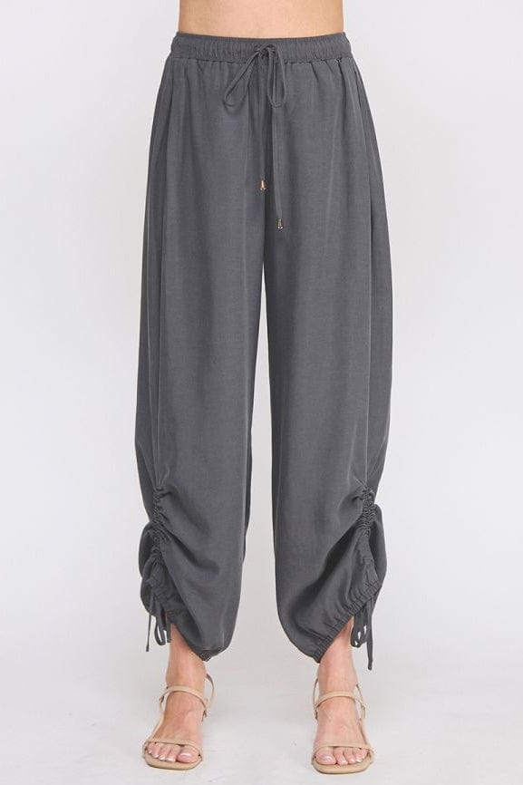 Allie Rose Drapey Twill Adjustable Scrunch Detail High Waist Jogger Pants