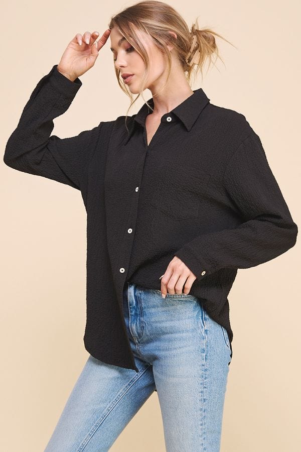 Allie Rose Easy Long Sleeve Button Front Shirt