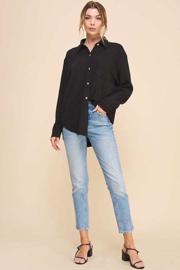 Allie Rose Easy Long Sleeve Button Front Shirt