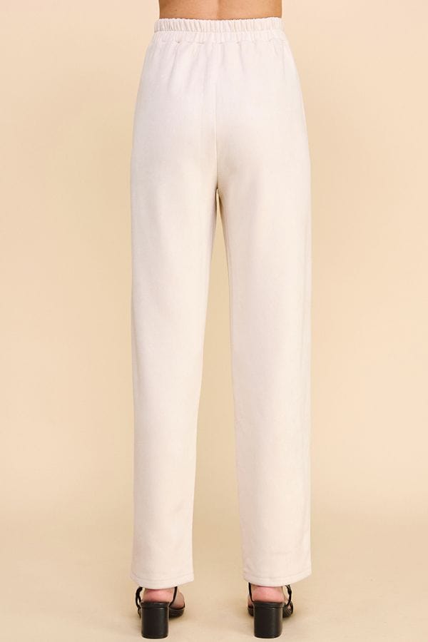 Allie Rose Microsuede Straight Pants with Seam Detailing