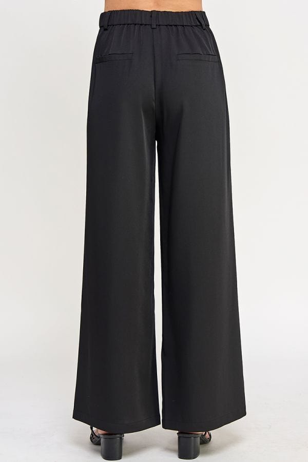 Allie Rose Pleated Front Elastic Back Drapey Twill Trouser Pants