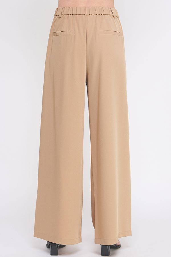 Allie Rose Pleated Front Elastic Back Drapey Twill Trouser Pants