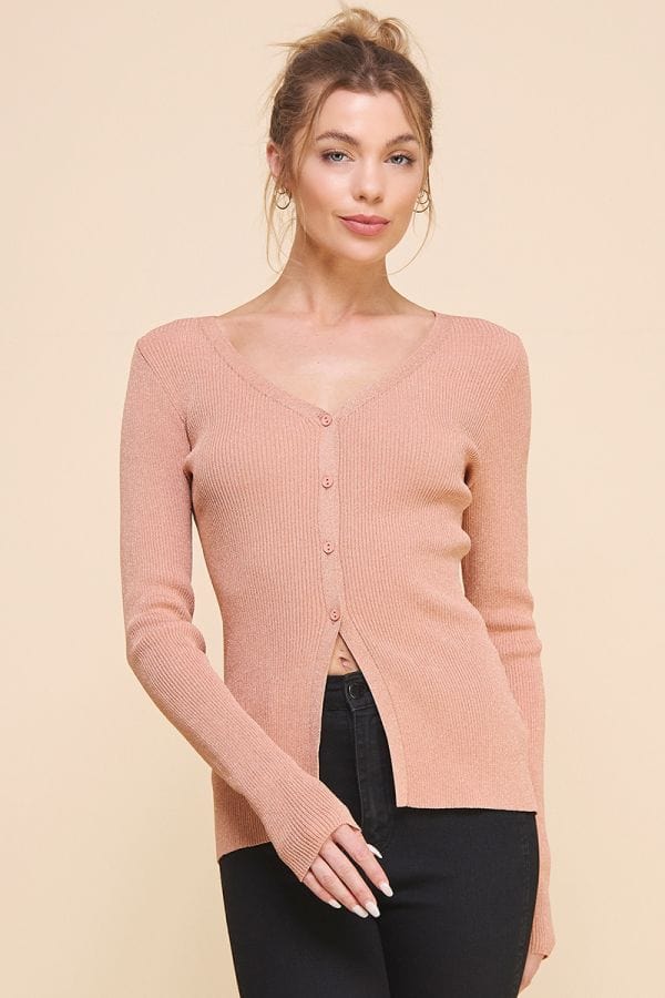 Allie Rose Ribbed Long Sleeve Cardigan