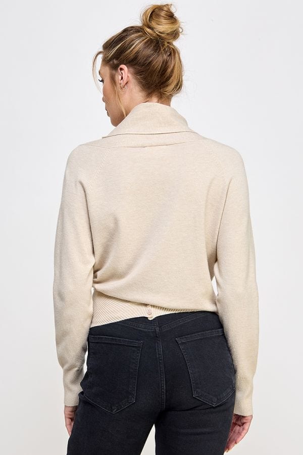 Allie Rose Soft Mixed Texture Fine Gauge Wrap Sweater