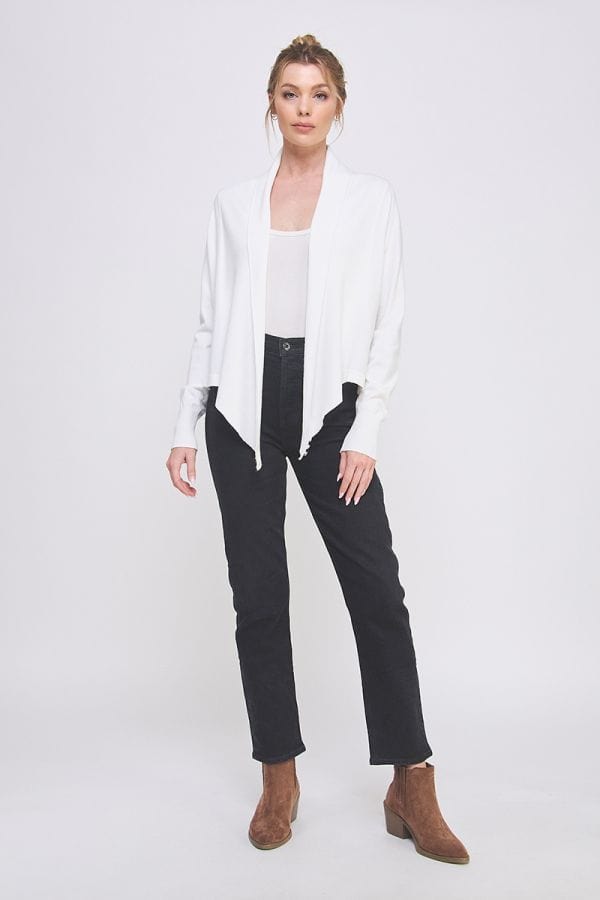 Allie Rose Soft Mixed Texture Fine Gauge Wrap Sweater
