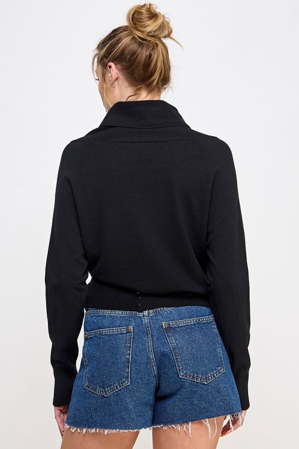 Allie Rose Soft Mixed Texture Fine Gauge Wrap Sweater