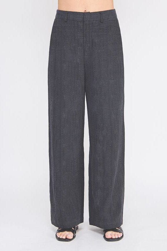 Allie Rose Textured Cotton Blend Wide Leg Pants Half Elastic Waist
