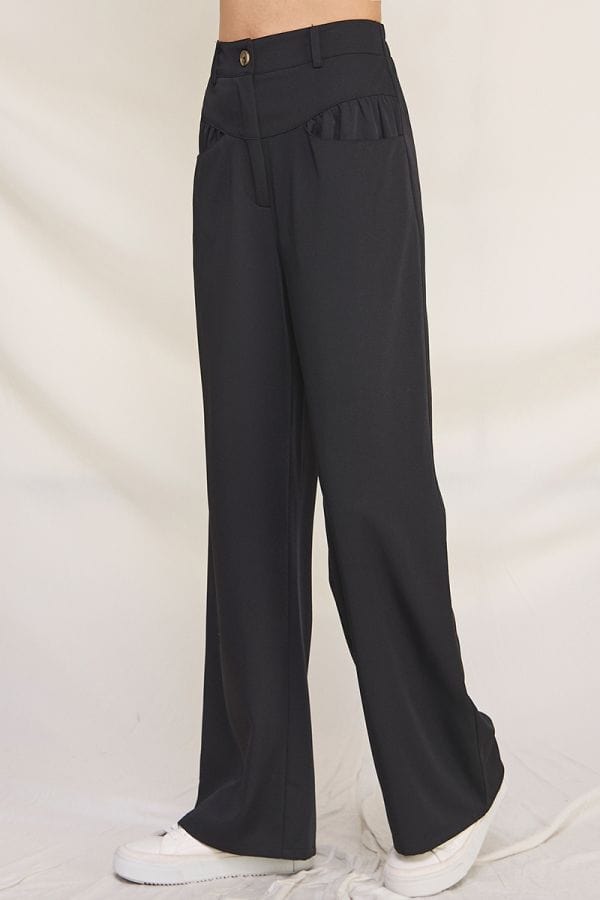 Allie Rose Twill Girdle Pocket Wide Leg Pants