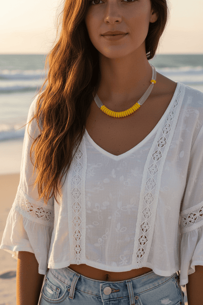 Aporia Handmade Colorful Donut and Frosted Bead Necklace