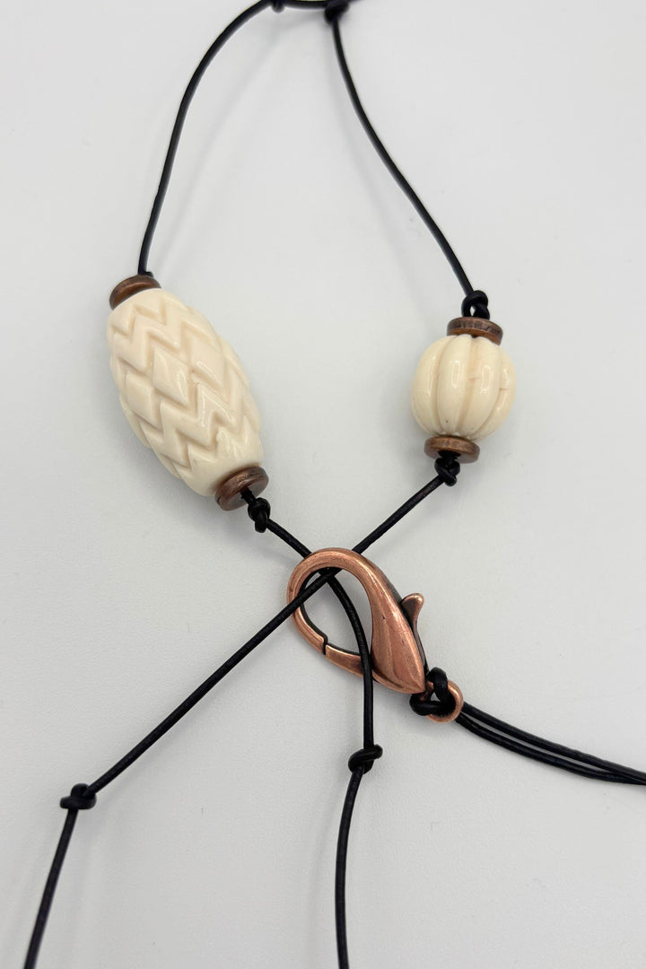 Ariadne Handmade Beaded Leather Cord Double Strand Wrap Belt or Necklace