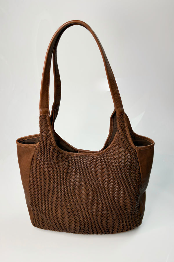 Genuine Woven Leather Shoulder Hobo Bag