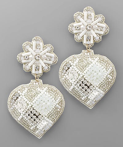 Beaded Felt Back Snowflake Ornament Christmas Earrings