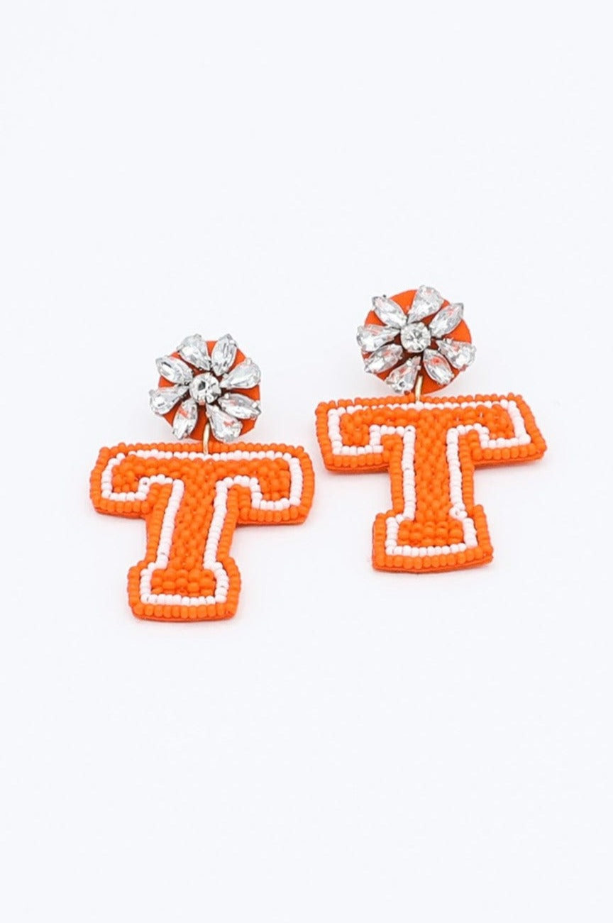 Beaded "T" Earrings