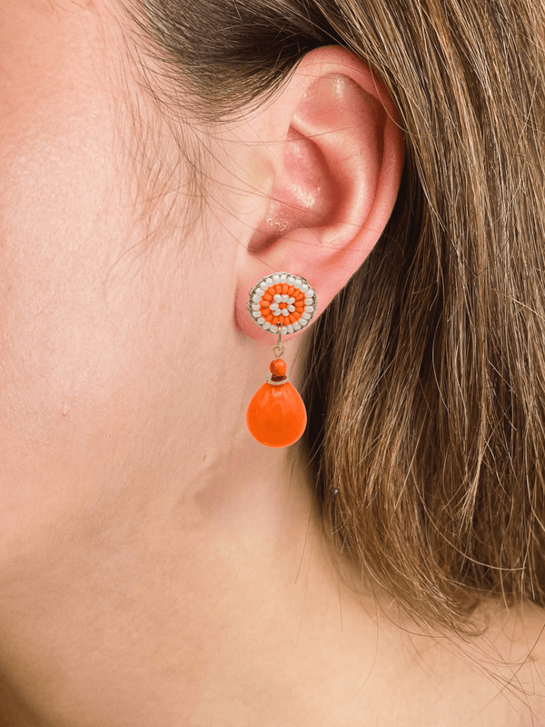 Beaded Target and Teardrop Game Day Earrings