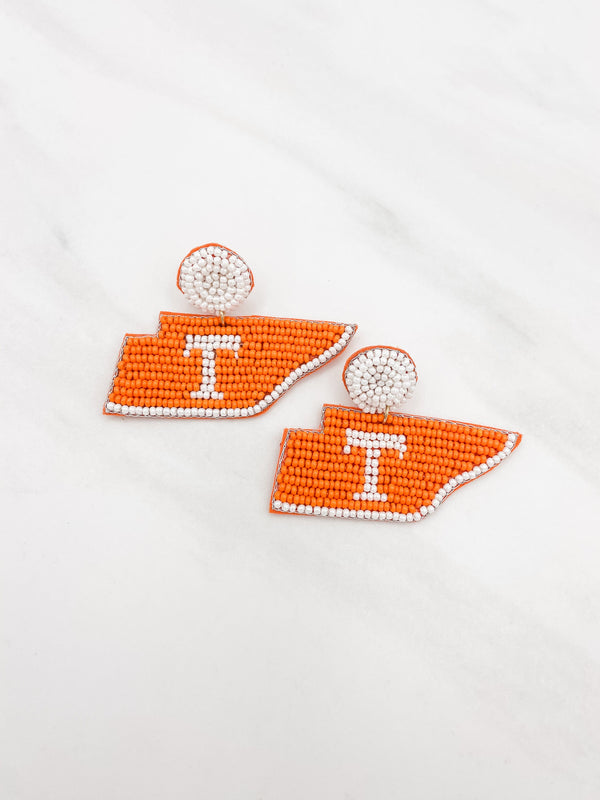 Beaded Tennessee Map Earrings