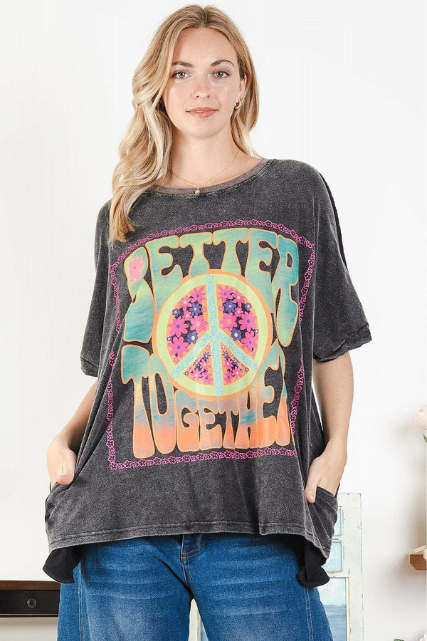 Better Together Groovy Screen Print Relaxed Fit Graphic T-Shirt