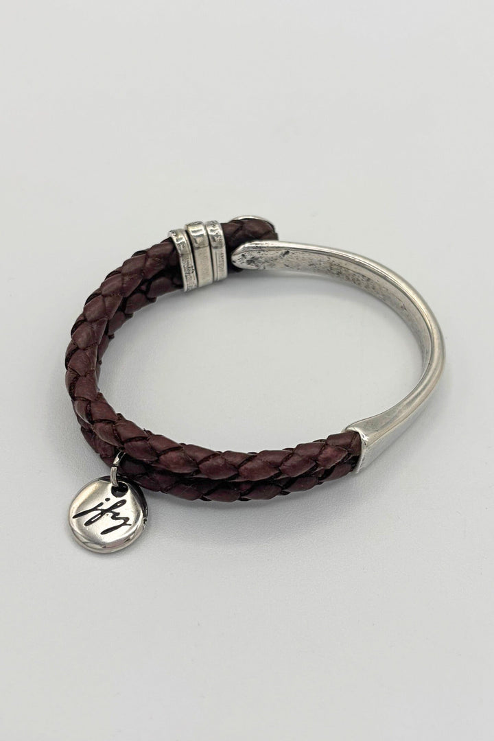 Braided Leather and Silver Bracelet