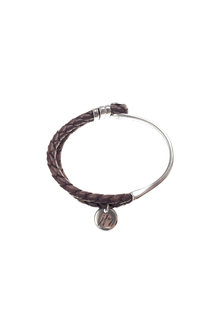 Braided Leather and Silver Bracelet
