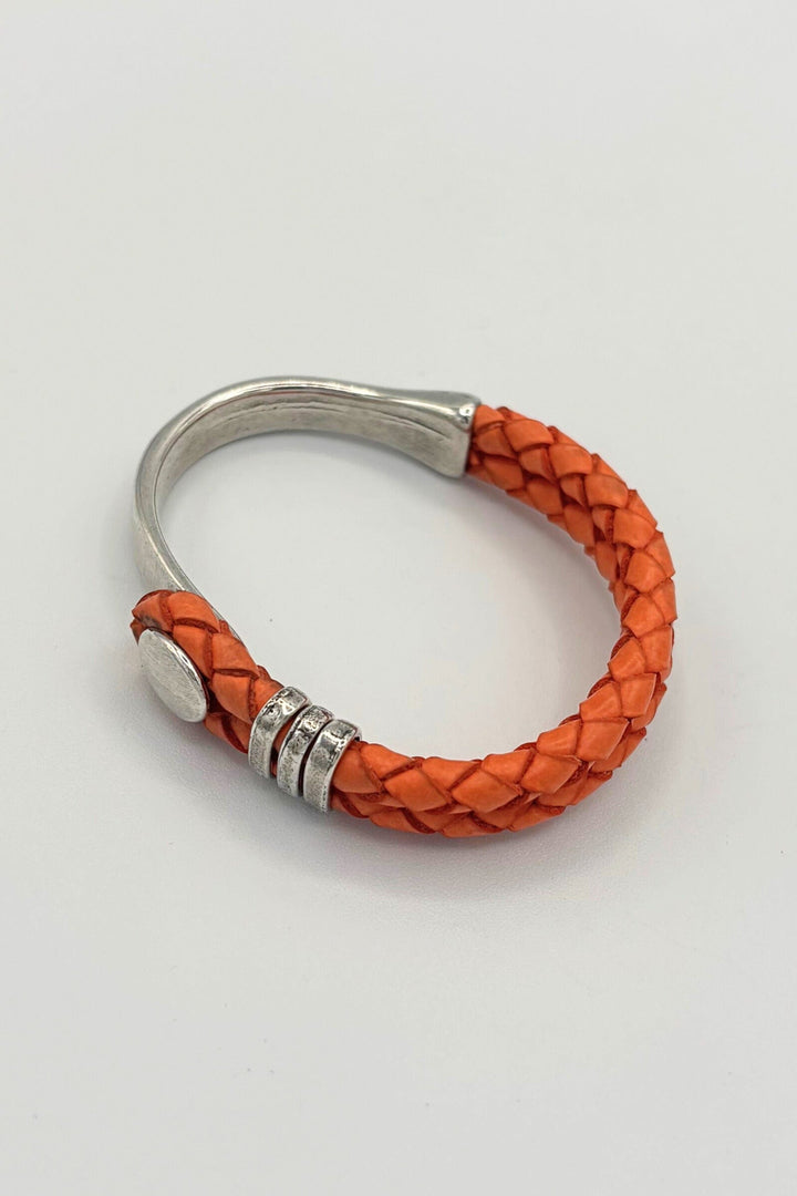 Braided Leather and Silver Bracelet