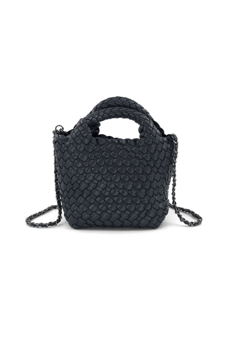 Braided Vegan Leather Crossbody Bag with Braided Inner Pouch