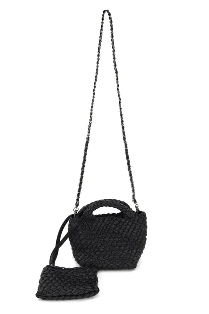Braided Vegan Leather Crossbody Bag with Braided Inner Pouch