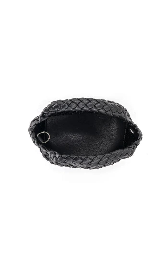 Braided Vegan Leather Crossbody Bag with Braided Inner Pouch