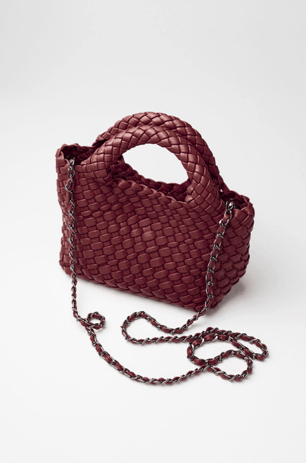 Braided Vegan Leather Crossbody Bag with Braided Inner Pouch