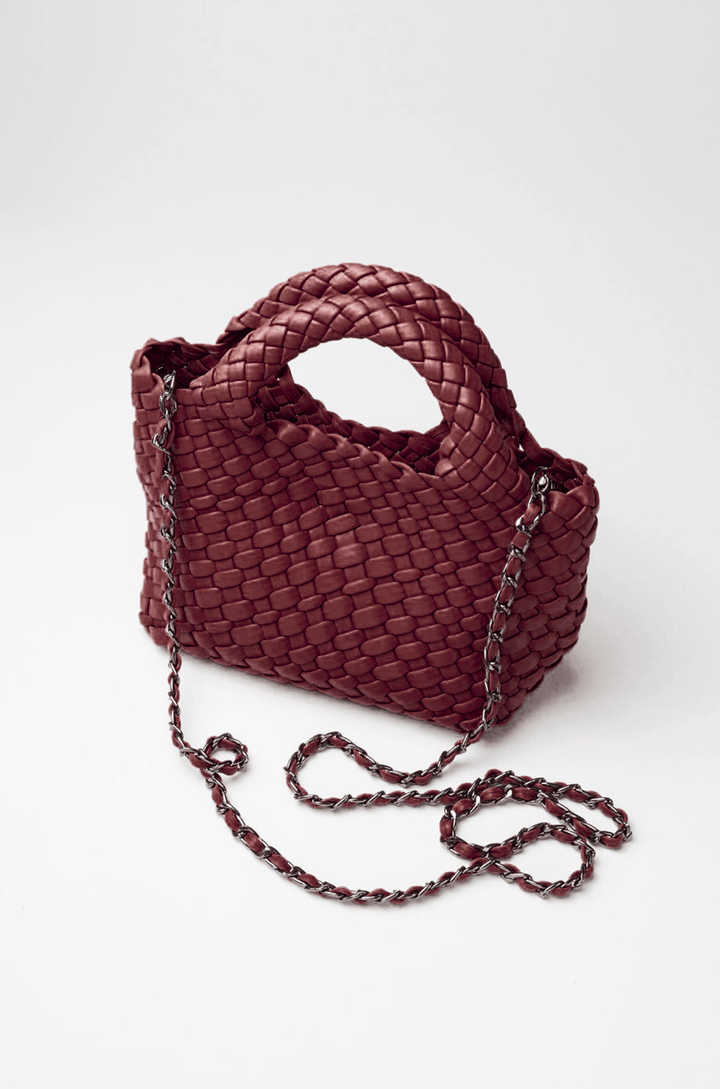 Braided Vegan Leather Crossbody Bag with Braided Inner Pouch