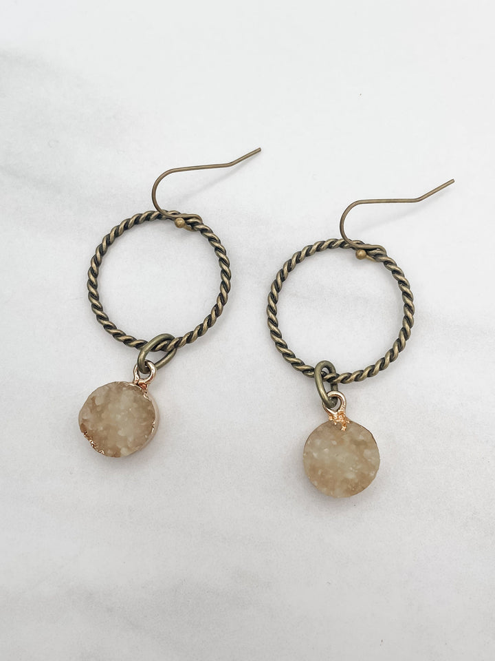 Bronze Citron Druzy Earring