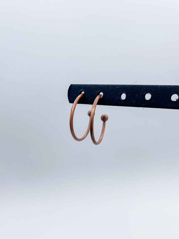 Bronze Hoop Earrings with Ball Ending