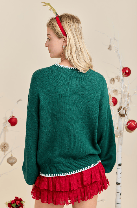 Candy Cane Twist "MERRY" Script Christmas Sweater