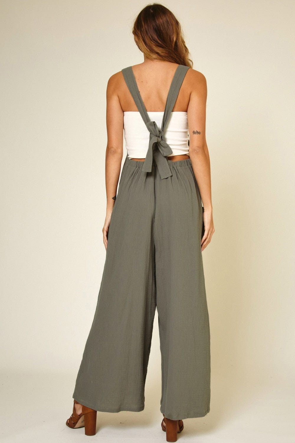 Cotton slim thin shops wide leg jumpsuit