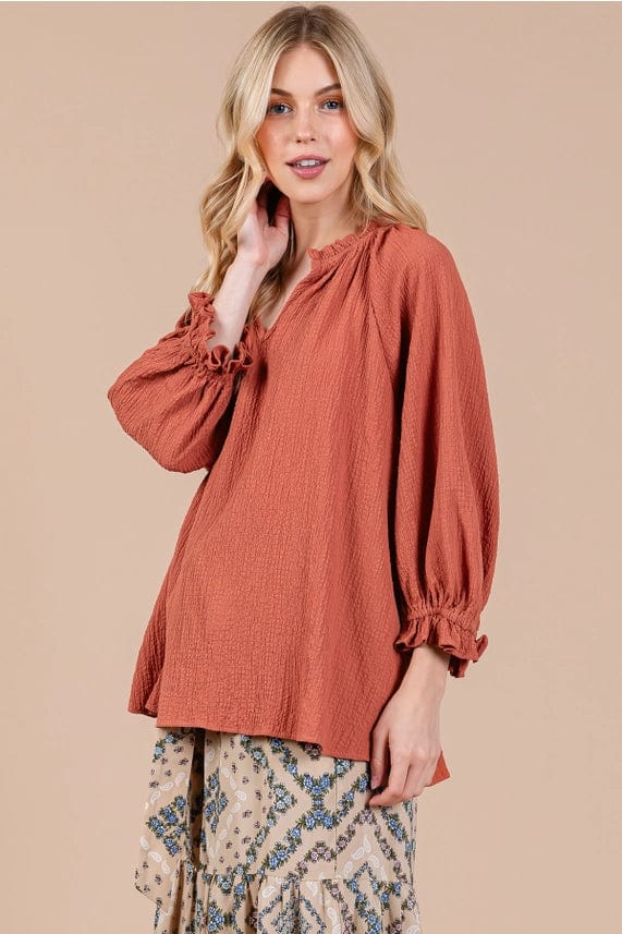 Ces Femme Minimalist Gauze Quarter Sleeve Top