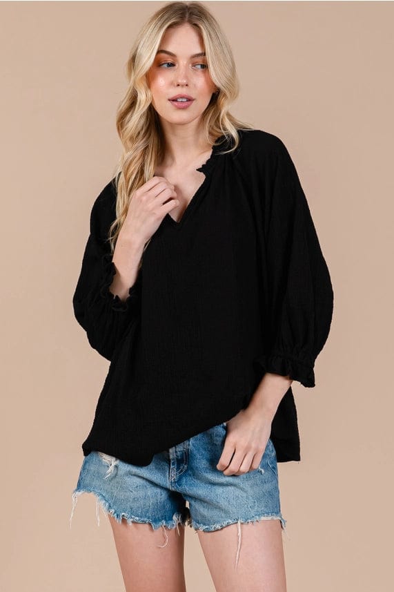 Ces Femme Minimalist Gauze Quarter Sleeve Top