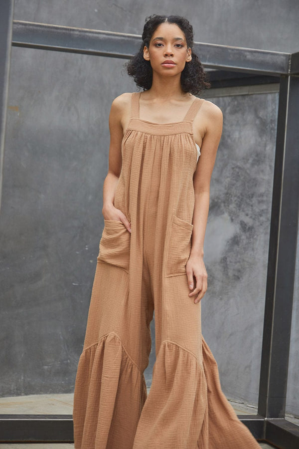 Ces Femme Shirring Detailed Wide Leg Jumpsuit